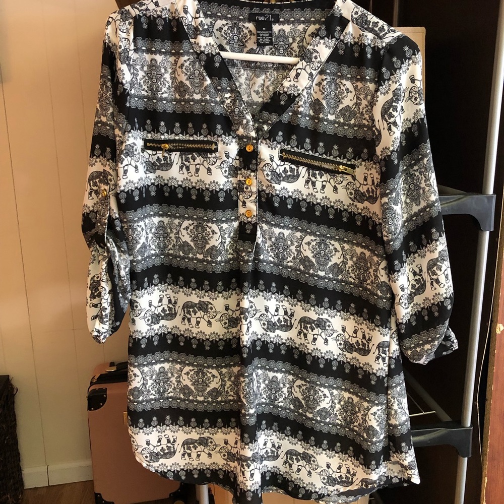Rue21 Black Elephant Blouse